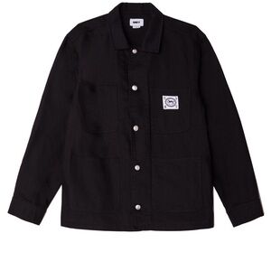Obey Thurston Jacket Men’s XL Black Denim Chore Coat 100% Cotton